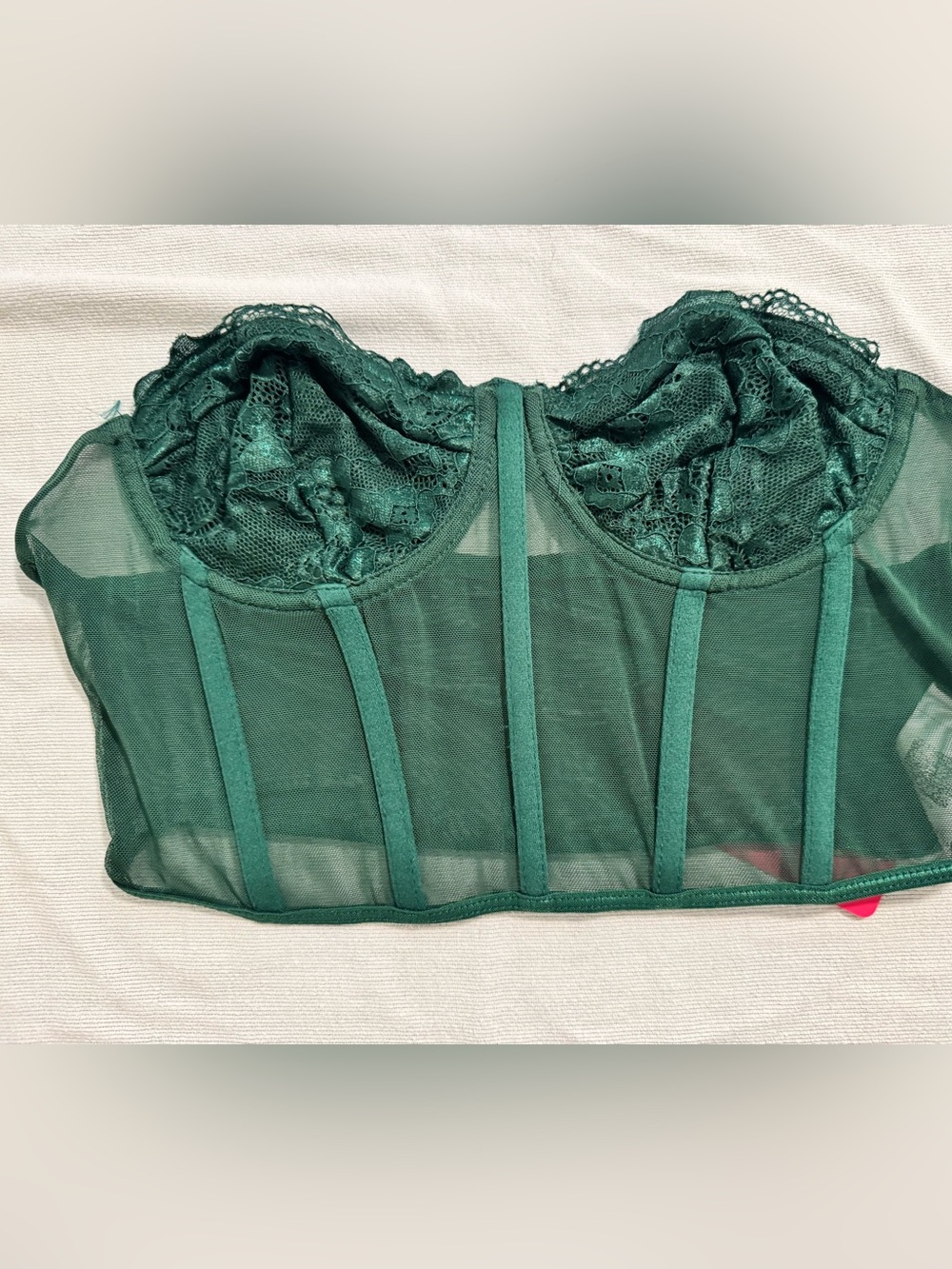 SHEIN Dark Green Lace Bustier Bandeau Top - Picture 3 of 9